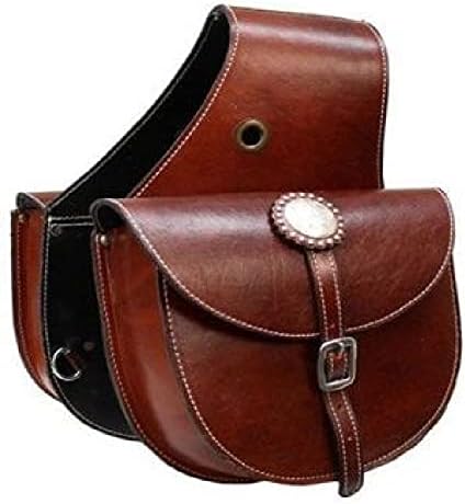 Horse Saddle Bag Cowhide Genuine Leather Western Equestrian Trail Simple Horse Saddle Bag Pack Equipment Horse Saddle Bags Size: 10” L x 10” W x 3 ½” D inches, SMPL09