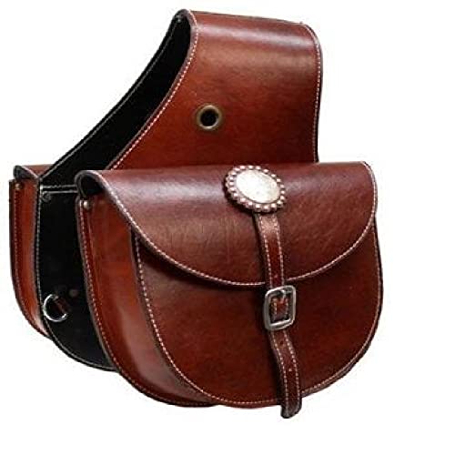 HUMAYL SADDLERY Horse Saddle Bag Cowhide Genuine Leather Western Equestrian Trail Simple Pack Equipment Horse Saddle Bags Size: 10” L x 10” W x 3 ½” D inches, BAG09