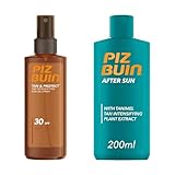 Piz Buin Tan & Protect Oil Spray and Tan Intensifying After Sun Lotion Bundle Set | SPF 30 | Enhances Natural Tanning