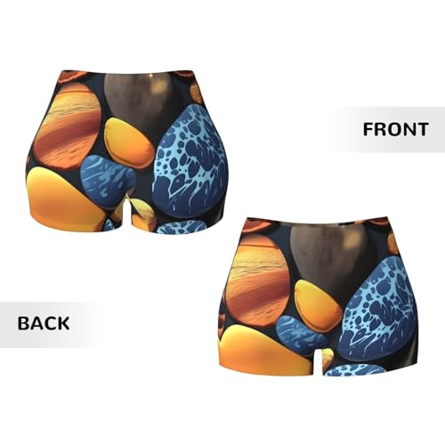 Yellow Pebbles Pattern Sports Shorts, high Elastic Slim Fitness Pants, Suitable for Yoga/Leisure/Daily wear3