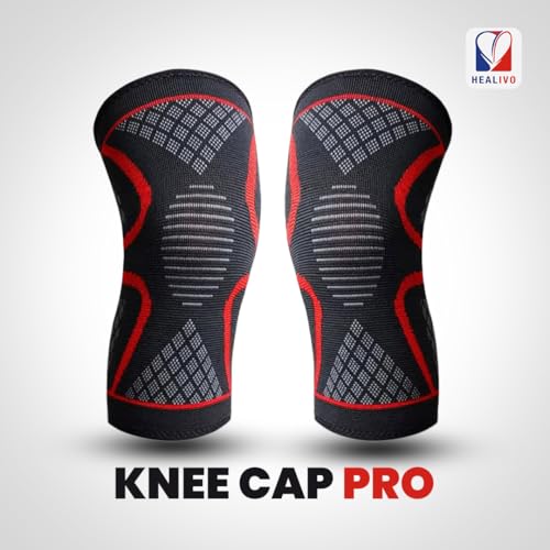 Image of Knee Cap Pro | Pain Relief Knee Braces Pair for Men & Women | Advanced 3D Knitting Compression | Ideal for Gym, Sports, Workouts, Running & Cycling | M
