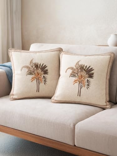 Image of AutumnBlush Hand Block Print 100% Cotton Fabric Cushion Covers 16 x 16 Inches | Decorative Throw Pillow Covers for Sofa, Bed & Living Room | Soft & Durable Jaipuri Cushion Cover | Set of 2