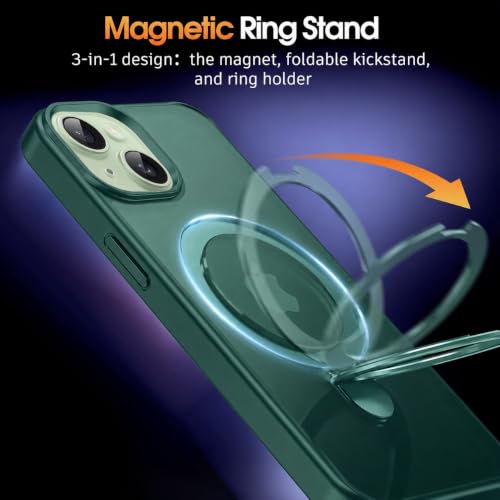Image of DIZORO Magnetic Ring Stand for iPhone 15 Pro Max Case [Military Drop Protection] [Compatible with MagSafe] Shockproof Matte Translucent Slim Phone Case - Natural Titanium.