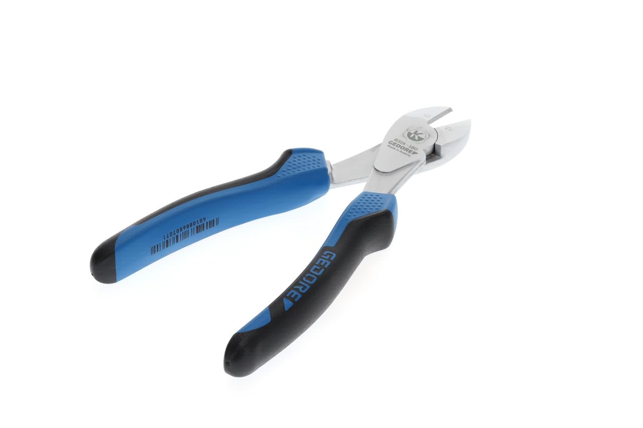GEDORE Alicates de corte diagonal de fuerza para alambre duro/cuerda de piano de hasta 2 mm, Mango de dos componentes, Templado, Longitud 180 mm, 8316-180 JC