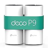 TP-Link Deco P9 Hybrid Wifi Mesh con Powerline - Wifi Ac1300 + Powerline Av1000 - Adatto per Edifici Storici con Muri Spessi - Pacchetto da 2 Unità Fino a 370 ㎡ - Compatibile Alexa