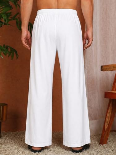 See Designs Store See Designs Men's Solid Wide Fit Rayon White Pyjamas - Image 5