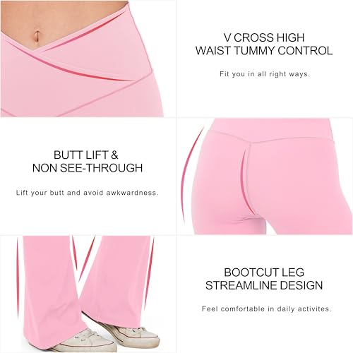 Image of HEGALY Women's Flare Yoga Pants - Crossover Flare Leggings Buttery Soft High Waisted Workout Casual Bootcut Pants
