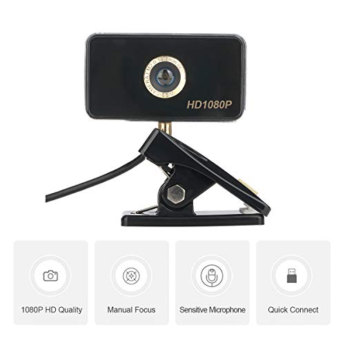 Jidetech 1080P Webcam With Microphone For Desktop, Manual Focus Usb Pc Webcam,Dual Denoise Microphone,360 Degree Rotation,Plug And Play Webcam For Video Conferencing,Teaching,Streaming,Gaming #TOP1
