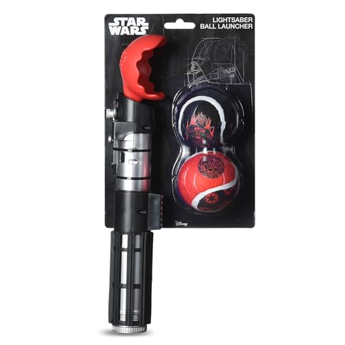 Star Wars for Pets Lichtschwert Ballwerfer für Hunde - Darth Vader Themed einziehbarer Hundeballwerfer mit Tennisbällen, startet bis zu 45 m