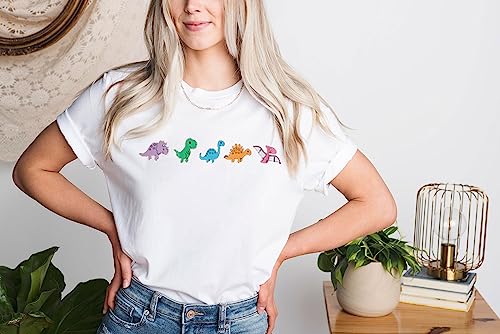 Women Dinosaurs Shirt Cut Teacher Tshirt Dinosaur Graphic Summer Short Sleeve Loose Tee4
