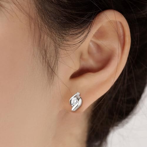 925 Sterling Silver Moissanite Stud Earrings, 0.5 CT D Color VVS1 Round Imitation Diamond Hypoallergenic Earrings for Women and Men3