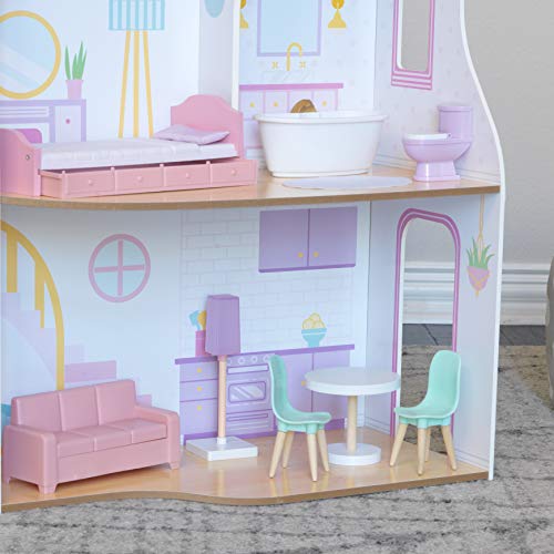 KidKraft 10237 Elise Puppenhaus aus Holz mit Möbeln und Zubehör für 30 cm große Puppen, Mehrfarbig – Bild 8