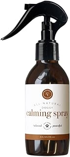 Rowe Casa Organics Doggy Calming Spray – Natural Dog Calming Aromatherapy Spray Made with Lavender Essential Oils to Help Reduce Stress & Soothe Dog Unease Quickly – 118 mL
