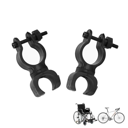 2 Stück Stockhalter für Rollator,Stockhalterung,Krückenhalter für Rollstuhl,Universelles Krücken Zubehör,Krückenständer 360 Grad Drehung,Halterung für Rollstuhlkrücken,Mobilitätsroller,Drive,Walker