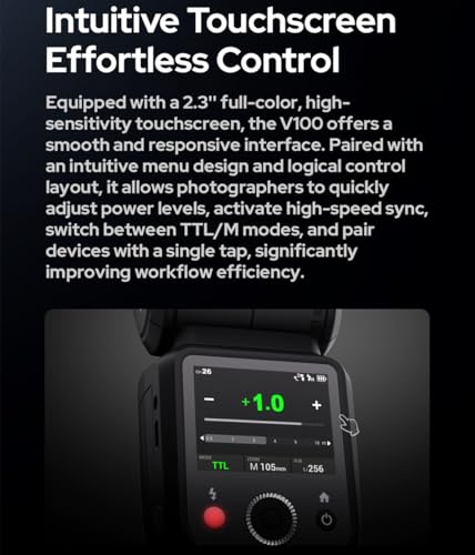 Ficha técnica Godox V100-S V100S TTL Flash para Sony Godox V1PRO-S Actualizado 100Ws Cabezal Redondo con Pantalla OLED y SU-1 2.4G HSS 1/8000s Li-Ion 7.2V/2980mAh Godox V100S para Cámaras Sony - Fernando Cortés