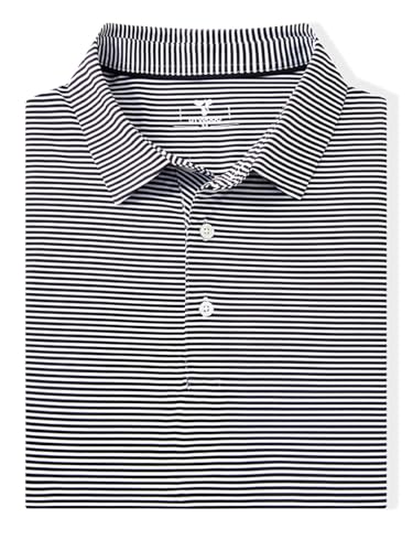 Image of Men' s Golf Shirts Short Sleeve Performance Moisture Wicking Dry Fit Striped Golf Polo Shirts for Men