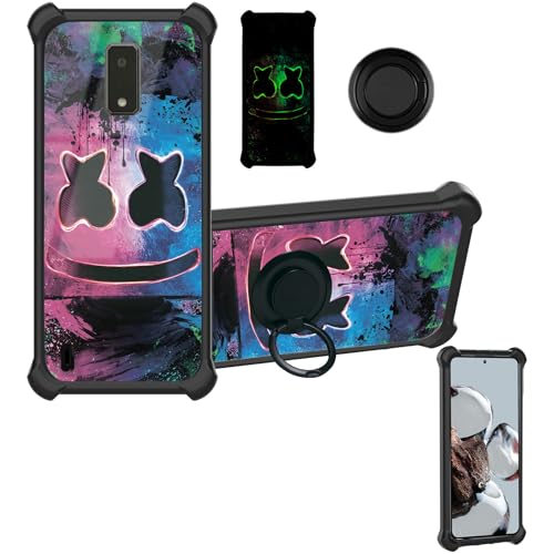 Aroepurt BLU View 4 Case Compatible with BLU View4 Phone Case BLu View 2 2023 B135DL Case Cover [Hard PC + Soft Silicone][Ring Support] [Luminous Effect] YGH-BQ