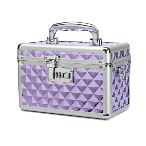HEWEI WORKS Storage Lock Box with Combination Lock, Lockable Medicine Storage Box, Empty First Aid Box, Security Lock Box, Multipurpose Locking Box for Home and Outdoor Use (Purple, Small)