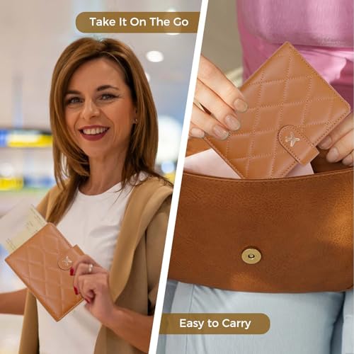 Image of Melsbrinna Rfid Passport Holder for Travel women /Men, Cute Passport Wallet Rfid Blocking Card Slots, Rfid Passport Cover /CaseTravel Wallet, Passport Book Holder (1, LG BROWN)