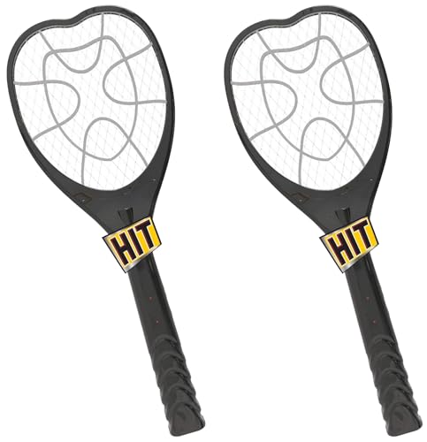 HIT Anti Mosquito Racquet Rechargeable Insect Killer Bat with LED Light, Black (Pack of 2)