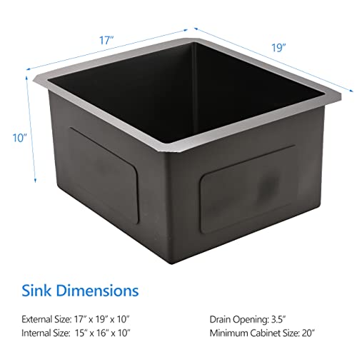 17 Inch Undermount Black Kitchen Bar Sink, Scamall 17 X 19 X 10 Inch 16Gauge Black Stainless Steel Small Kitchen Bar Sink Outdoor Sink Sml001Sbg #TOP4