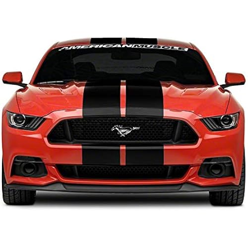 SEC10 GT500 Style Stripes; Gloss Black; 10-Inch Compatible for 15-23 Mustang