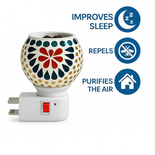Image of Ceramic Kapoor Dani for Home | Night Lamp, Electric Camphor Burner, Camphor Diffuser, Aroma Incense Burner, Home Accessories, Gift, Electric Dhoop Dani for Office (Set of 1 Ceramic)