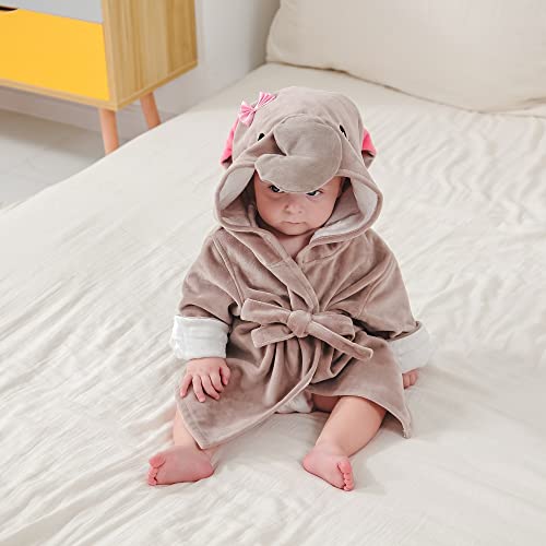 Image of Fox Baby Girl Bathrobes Cute Girl's Robe with Hood Pink Towel for Girls Soft Hooded Ultra Absorbent