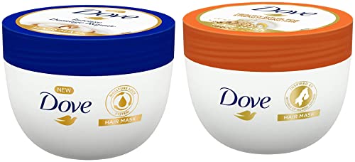 Image of Dove Intense Damage Repair Hair Mask for Dry & Rough Hair, 300ml & Dove Healthy Ritual for Strengthening Hair Mask, 300 ml