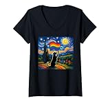 Photo Gallery donna gay pride dog art style starry night style lgbtq pride supporto maglietta con collo a v Photo Gallery donna gay pride dog art style starry night style lgbtq pride supporto maglietta con collo a v