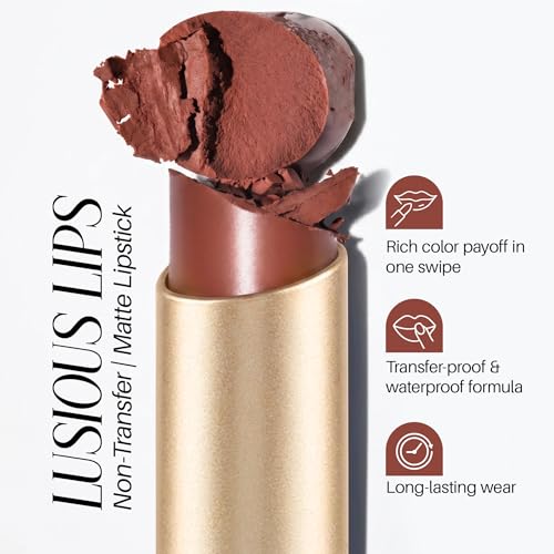 Image of Colors Queen Luscious Lips - Non Transfer Creamy Matte Lipstick | Highly Pigmented with Smooth Application | Long Lasting Lipstick Waterproof | Smudge Proof Lipstick for Women (02 - Dusty Pink - 3.5g)