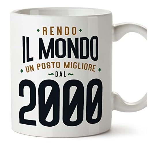 MUGFFINS Tazas 2000 Cumpleaños - En Italiano - Rendo il Mondo un Posto Migliore - 11 oz / 330 ml - Regalo original y divertido
