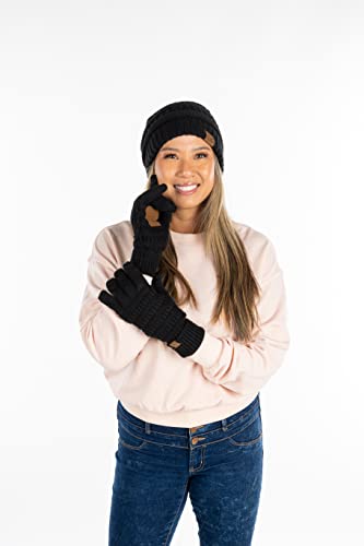 Image of Funky Junque Women's Beanie & Touchscreen Gloves Set - Soft 100% Acrylic Knit Winter Hat and Gloves, Cozy Cold Weather Gift