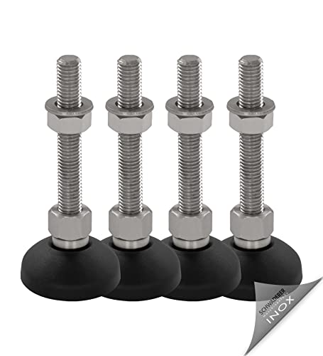 Schwaderer Maschinenfüße/Stellfüße/Nivelllierfüße/Gelenkfüße, höhenverstellbar KFE 50 (M10x50), Ø 49 mm, 4er-Set, Gewinde M10, Länge 50mm, Kunststoff/Edelstahl, Gewinde von M8-M30