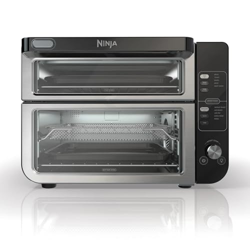 Ninja DCT400 10-in-1 Double Oven with FlexDoor, FlavorSeal & Smart Finish, Rapid Top Convection and Air Fry Bottom, Bake, Broil, Air Roast, Toast, Air Fry, Pizza and More, Stainless Steel (Renewed)