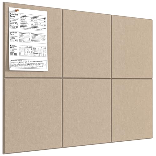 Image of MaxGear Felt Bulletin Board 36 inch x 24 inch, Tan Felt Wall Tiles Push Pins