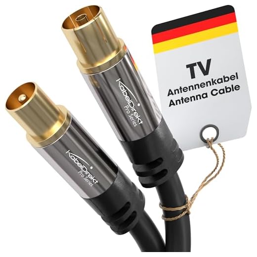 KabelDirekt – 4K Antennenkabel, Koaxialkabel, TV Kabel – 1,5m – Fernsehkabel für digitales & analoges TV, Metallstecker – Erhältlich in 0,5-20m (Stecker auf Buchse, für DVB-C/DVB-T/DVB-S, schwarz)