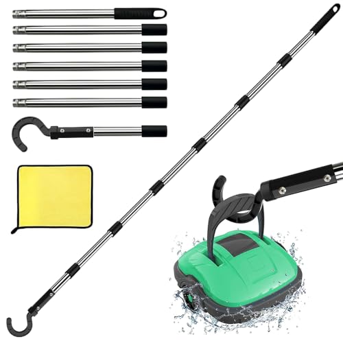 Ganchos para Robots De Piscina con Poste Telescópico 255cm, Pool Vacuum Sweeper Hooks, Gancho De Agarre para Aspiradora De Piscina, Ganchos para Todos Los Limpiadores RobóTicos De Piscina (negro/255)