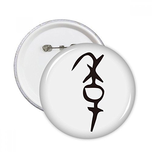 Pins badge rond Ji nom personnage os chinois multicolore XL 5pcs