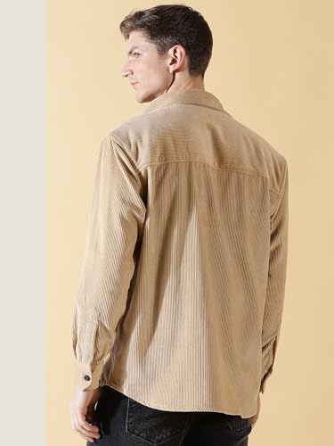 Image of Thomas Scott Men's Premium Spread Collar Double Pocket Corduroy Oversized Shackets