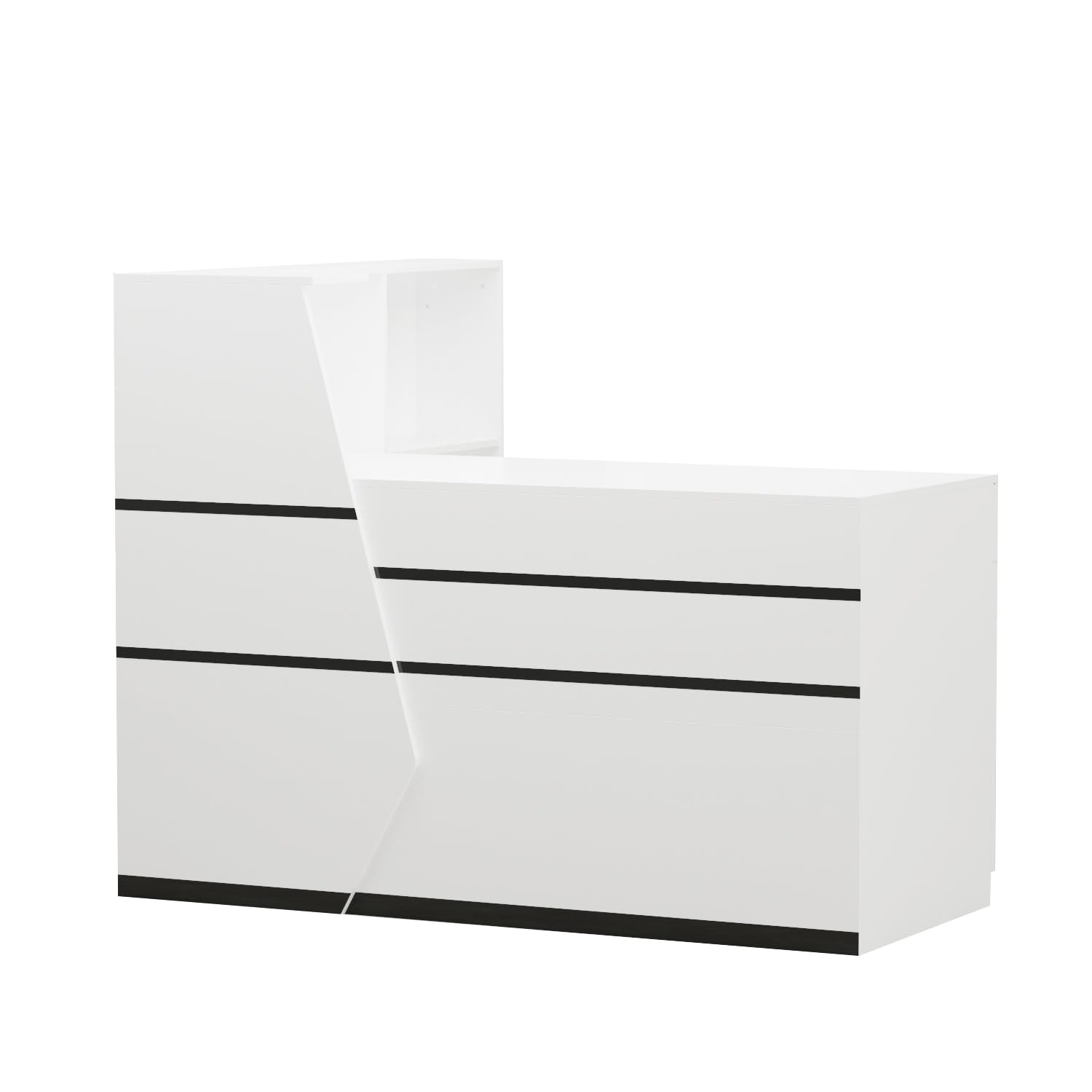 Empfangstheke 140 x 100 x 110 cm aus MDF, Rezeptionstheke mit 1 Schublade, 1 Schrank und Tastaturschublade, Bürotheke Empfangstresen für Büro und Empfangsbereich
