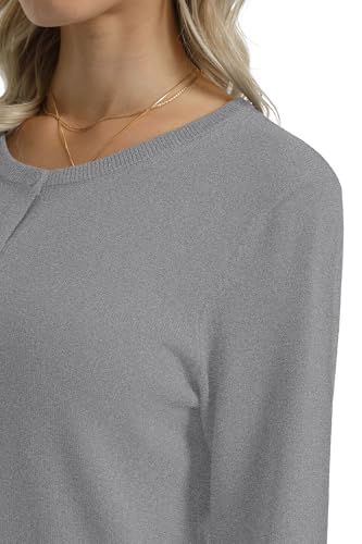 Image of QUALFORT Women's 100% Cotton Lightweight Cardigans Long Sleeve Knitted Button Down Sweater