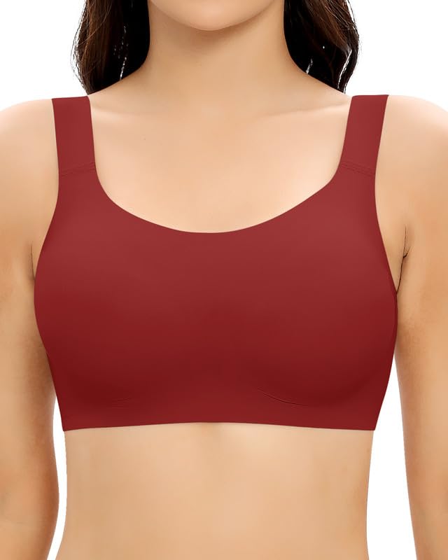 Jiuday Jelly BH Damen ohne Bügel Große Brüste Starker Halt Komfort Vollschalen Bustier T Shirt Soft Push Up Bra Gepolstert Nahtloser Bralette mit Extender