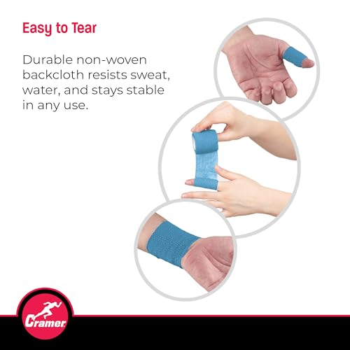 Image of Cramer Eco-Flex Self-Stick Stretch Tape, Teal, 2 inch x 5 yd, Cohesive Athletic Bandage Wrap, Athletic Trainer Flexible Sports Tape, Easy Tear Vet Wrap for Pets, Self Adhesive Bandage Roll, 5 Yards