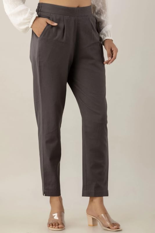 Image of Regular Fit Cotton Woman Trousers Pants Kurti Pant Casual Daily Formal Office Use