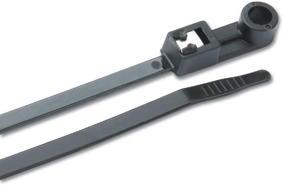Ancor 199303 Cable Tie, Self-Cutting, Mounting, 11", Black, 20pc