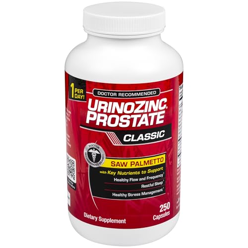 Urinozinc Classic Prostate Supplement for Men, 1 Capsule per Day, Saw Palmetto & B Vitamins (Over 8 Month Supply, 250 Count)