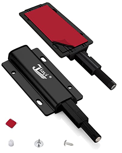 Push to Open Aimant Porte Placard Jiayi Lot de 2 Poussoir Placard Loquet Magnetique Porte Fermeture Push Open Amortisseur pour Armoire Fermeture Systeme pour Tiroir Noir
