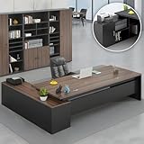 Büro-Computertisch in L-Form mit Holzsockel, Chefschreibtisch, Cheftisch, Computertisch, Heimbüromöbel mit Schubladen und Ablageflächen (Braun, 79' L × 32' B × 30' H)