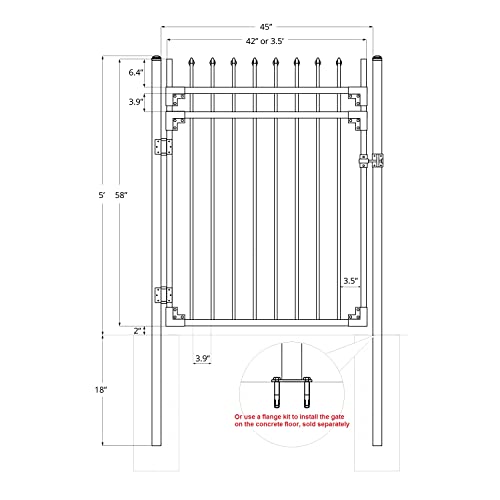image for FENCESMART4U XCEL - Black Steel Anti-Rust Fence Gate - Sharp End Picke